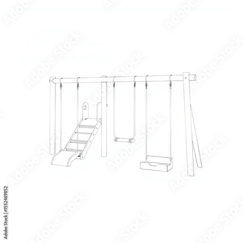 A children's playground with swings and climbing f...