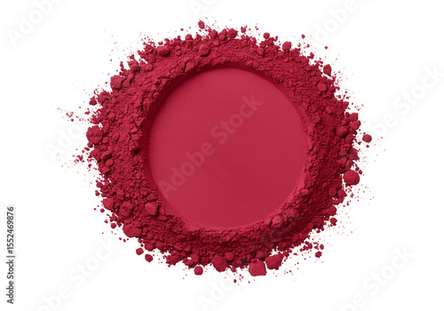 Isolated Red Cosmetic Powder Crushed with Transparent Background
