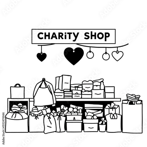 A charity shop with donated goods for sale