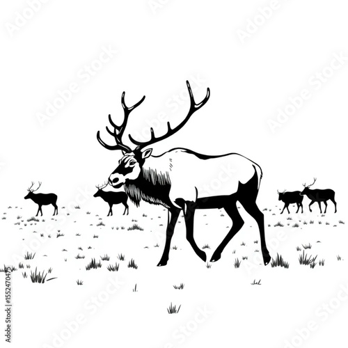 A caribou migrating across the arctic tundra