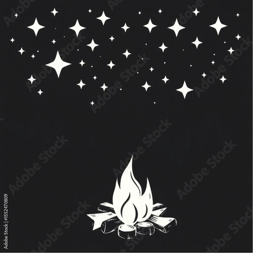 A campfire crackling under a canopy of bright star...