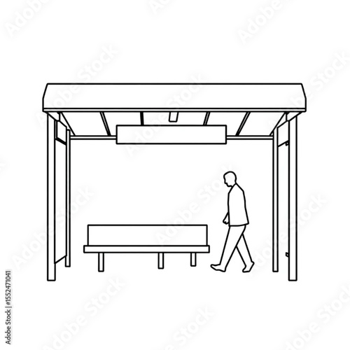 A bus stop shelter protecting waiting passengers