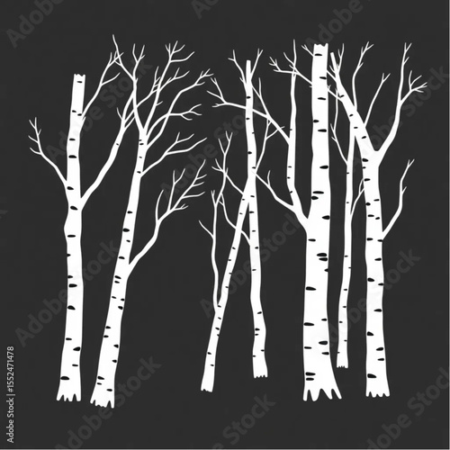 A birch grove with paper-white bark