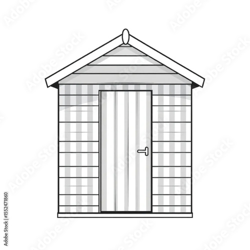 A beach hut painted in cheerful seaside stripes