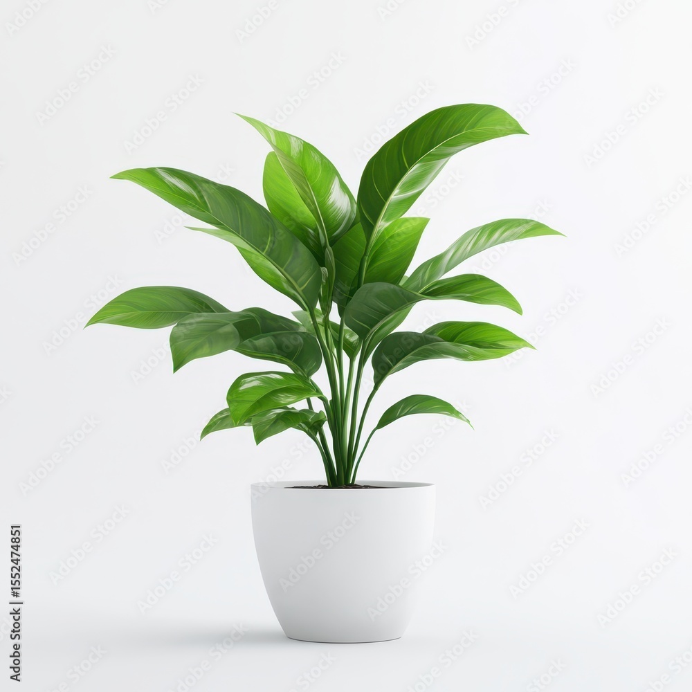 custom made wallpaper toronto digitalLush green plant in a simple white pot isolated on white background