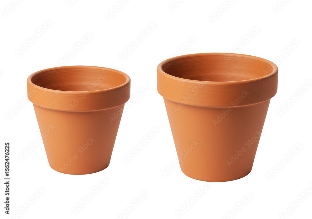Isolated Transparent Two Brown Flowerpots Terra Cotta For Gardening Isolated Transparent Two Brown Flowerpots Terra Cotta For Gardening