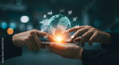 Wallpaper Mural Global Business and Technology on Mobile Device Torontodigital.ca