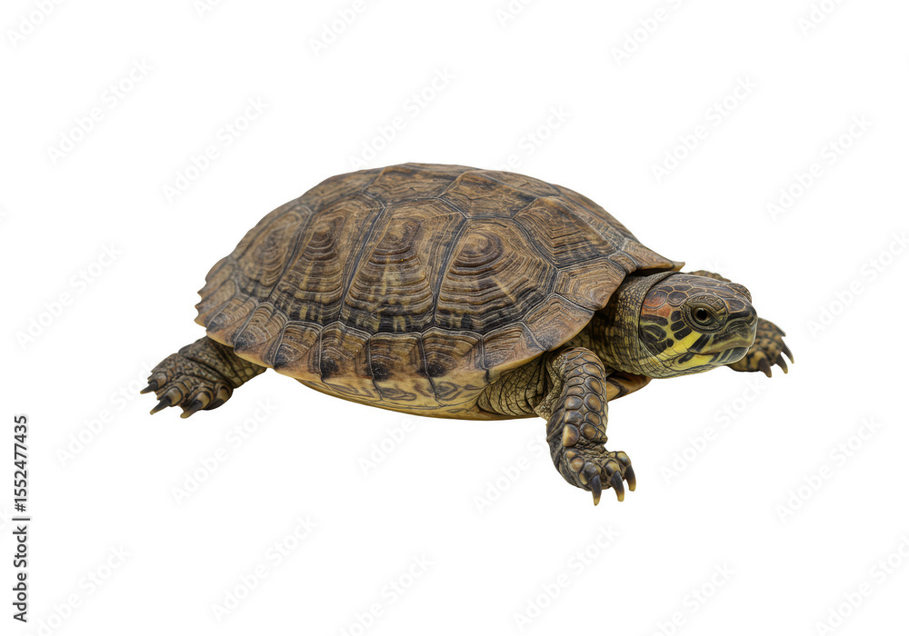 Naklejka premium Isolated Turtle With Brown Shell Transparent Background Reptile Animal