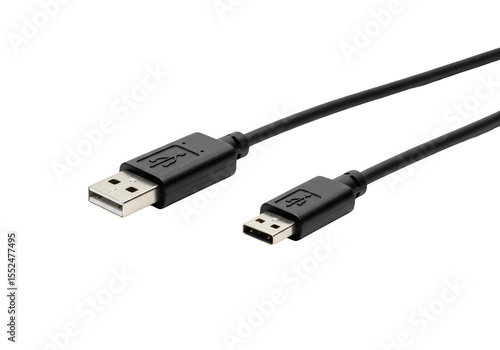 Isolated USB Cable with Black Connectors for Electronic Devices PNG