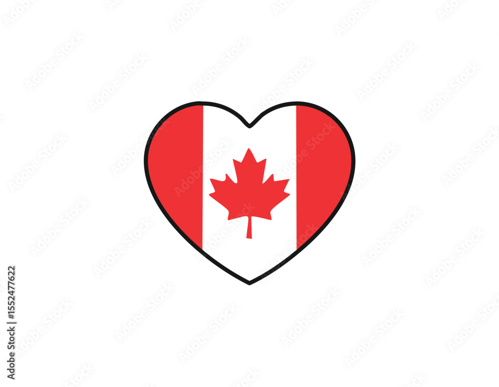 Obraz premium Canada flag in form of hand heart. National flag concept. Vector illustration