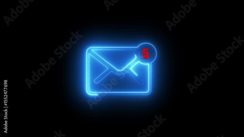 glowing neon New, email incoming message, sms. Mail delivery service. Hand type a message on the keyboard and hand touching on a digital screen of new email notifications,