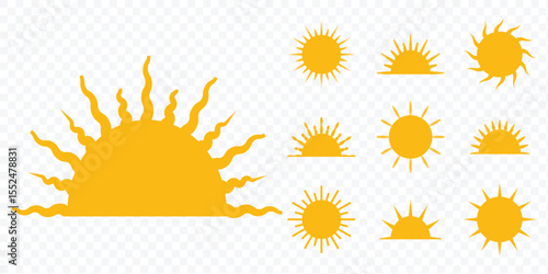 Sun icon set. Sun Summer Illustration. The sun different style icon set.