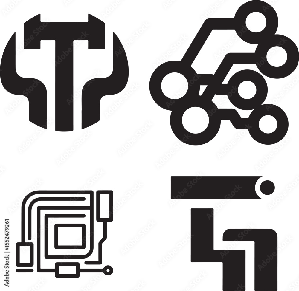 Obraz premium Abstract Technology Icons Set for Digital Design