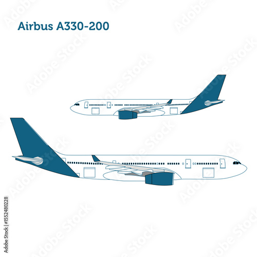 Side View of Airbus A330-200 Twin-Engine Wide-Body Jet Airliner for Long-Haul Flights
