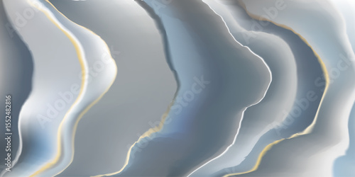 Marble texture vector bg. Abstract blue gray watercolor with gold veins. Silver white pattern of seamless navy paint. Luxury slice of ink art, golden sand on stone birthday design. Liquid stone agate