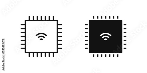 Chip icon set representing microprocessor or IoT-enabled electronic components.