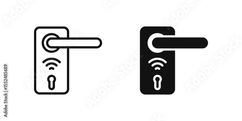 Door lock icon set showing smart locking system for home automation and security.