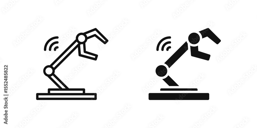 Fototapeta premium Robotic icon set representing robotic automation or assistants in smart homes.