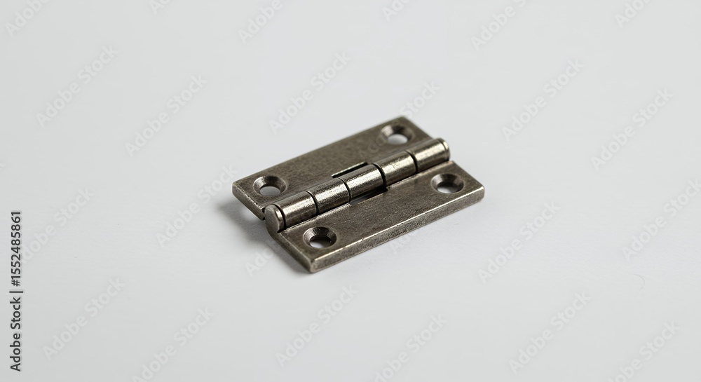 Small gray metal hinge close up Small gray metal hinge close up