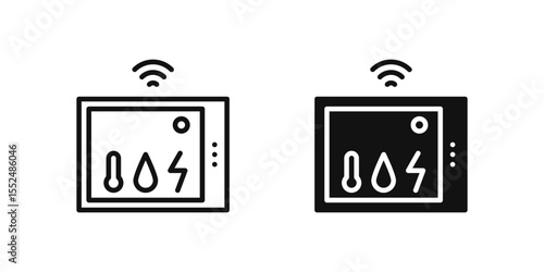 Temperature control icon set showing thermostat or IoT-based climate management.
