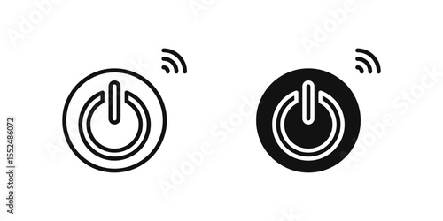 Turn on icon set representing power activation or smart device startup in IoT ecosystems.