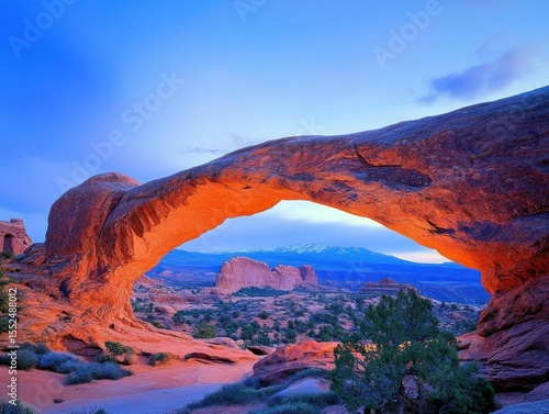 Sunrise arches over desert landscape