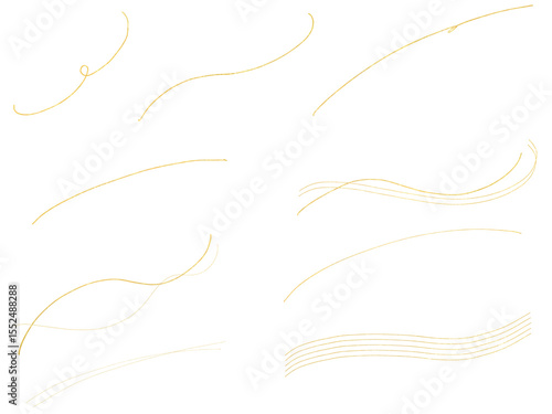 金色：シンプルな細い線・手描きの素材セット