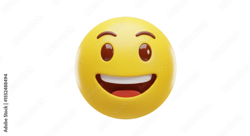 Fototapeta premium 3D Render Emoji Transparent Background Happy Smiling Yellow Face