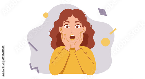 Astonished Woman Illustration of Surprise and Amazement