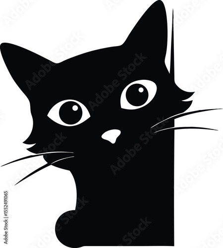 A black cat peeking vector animal silhouette, Black Cat Peeking vector design