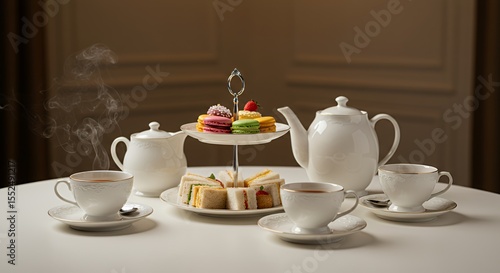 Wallpaper Mural Indulge in an elegant afternoon tea party with delicate pastries and steaming cups. Torontodigital.ca