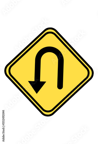 Yellow diamond sign with a black U-turn arrow.
Warning sign indicating a U-turn ahead.
Road sign for a permitted U-turn maneuver.
Free Download Yellow diamond sign with a black U-turn arrow.
Warning sign indicating a U-turn ahead.
Road sign for a permitted U-turn maneuver.
- GFXLoad