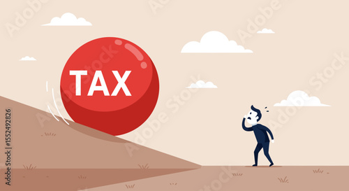 The Crushing Weight of Taxes  Illustration of Financial Burden and Tax Anxiety