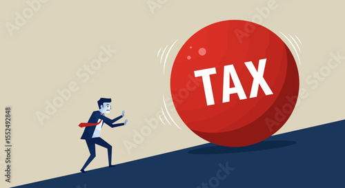 Businessman Struggling with Huge Tax Burden Illustration