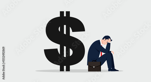 Financial Stress Depressed Businessman Facing Economic Hardship