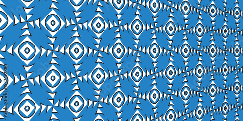 Blue Abstract Geometric Pattern with Symmetrical Repeating Triangular Elements