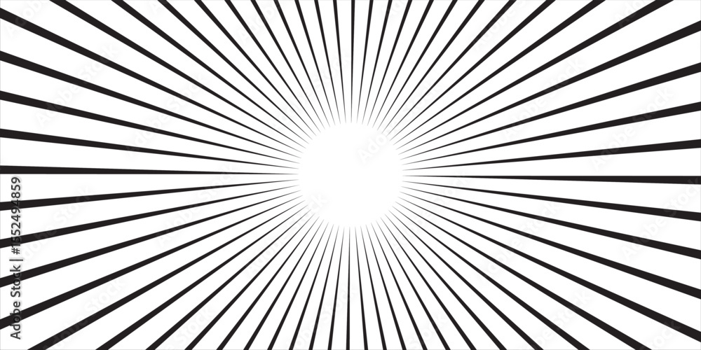 Obraz premium Radial Black and White Symmetric Lines for Abstract Patterns and Backgrounds