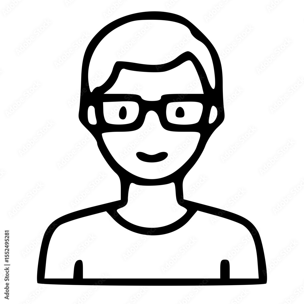 Simple Outline Handdrawn Glasses Man Portrait Avatar Icon Simple Outline Handdrawn Glasses Man Portrait Avatar Icon