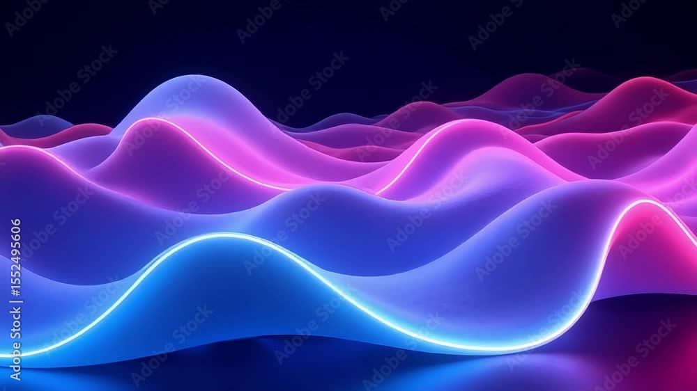 Colorful glowing 3d waves with neon light on dark background
Colorful glowing 3d waves with neon light on dark background