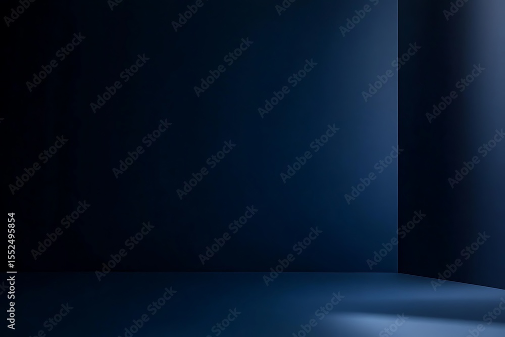 Modern Minimalist Studio with Dark Blue Walls, Floor, and Gradient Lighting Effects Modern Minimalist Studio with Dark Blue Walls, Floor, and Gradient Lighting Effects