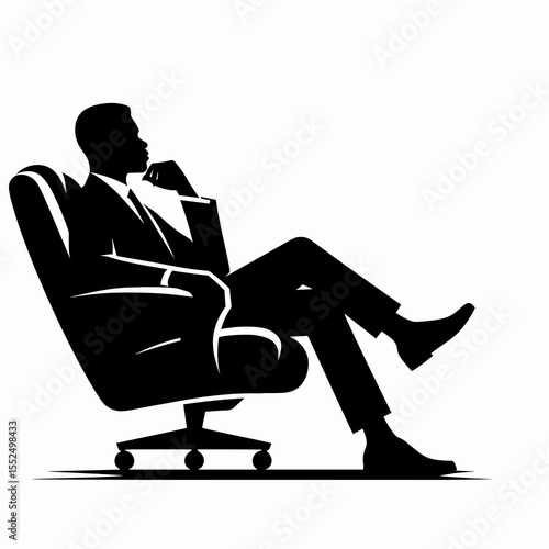 African American Business man sitting airplane. Marketing Commerce Corporate Entrepreneurship Startup Clipart Line Art Vector Illustration. Black entrepreneur aboard plane traveling.