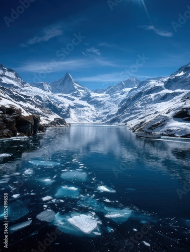 Wallpaper Mural Majestic alpine lake reflecting snowy peaks Torontodigital.ca