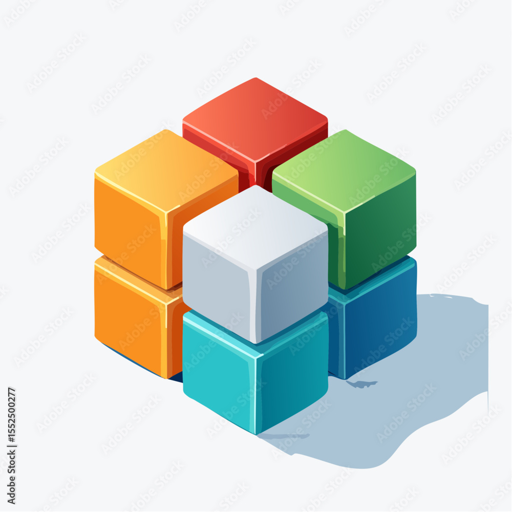 Obraz premium modular isometric hexa-grid honeycomb blocks with vibrant candy-apple steel and mint colors 