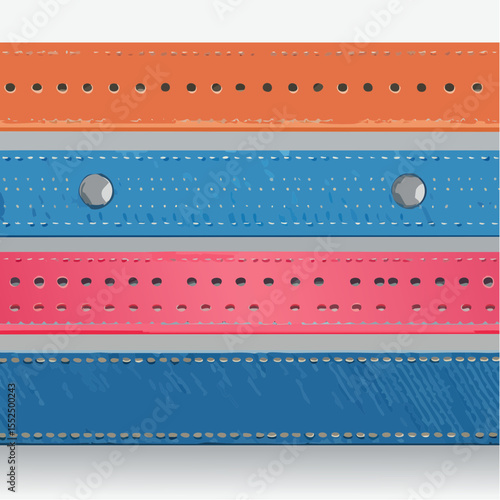 laser-engraved synthetic leather straps in neon blue coral and slate