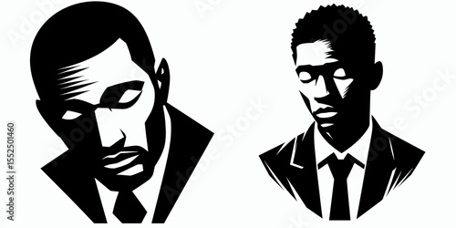 African American Business man Looking sleepy. Marketing Commerce Corporate Entrepreneurship Startup Clipart Line Art Vector Illustration. Black entrepreneur appearing weary a male.