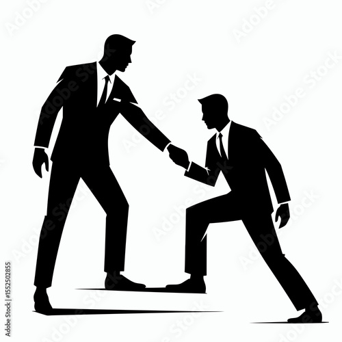 African American Business man helping others. Marketing Commerce Corporate Entrepreneurship Startup Clipart Line Art Vector Illustration. .