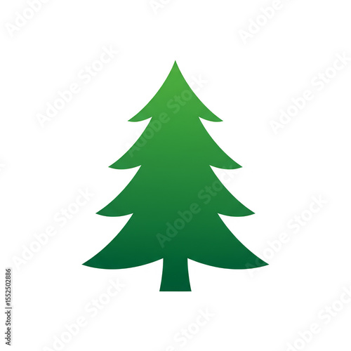 Illustration Evergreen Christmas Tree with Simple Design Isolated on White