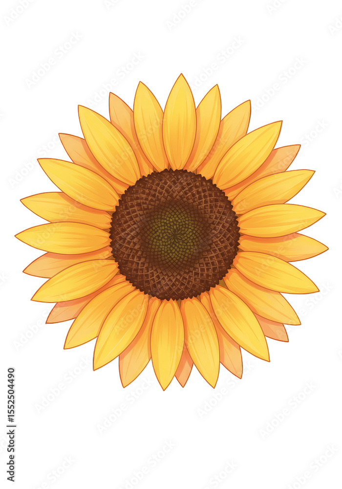 Fototapeta premium Illustration of a Bright Yellow Sunflower with Transparent Background