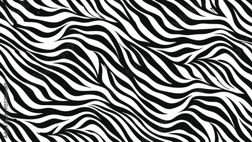 Black and white wavy stripes zebra pattern background texture vector