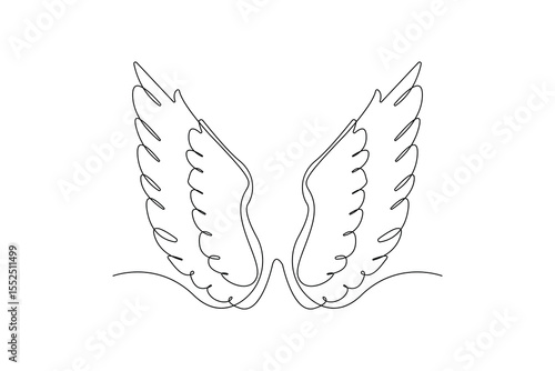 Hand-drawn angel wings one-line art drawing. Angel wings continuous outline icon vector.